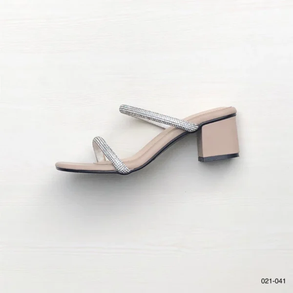 Rhinestone Strap Heels in Nude