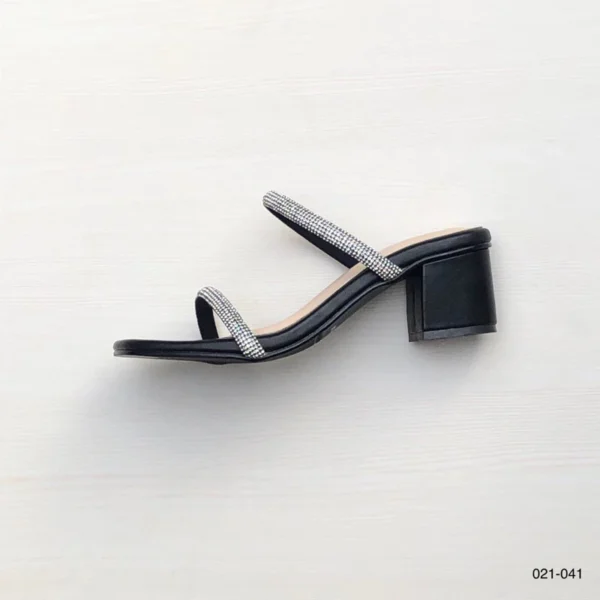Celeste Rhinestone Strap Heels in Dark Grey