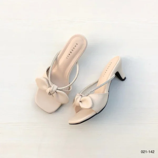 Elara Bow Strap Heels in Cream