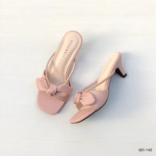 Elara Bow Strap Heels in Pink