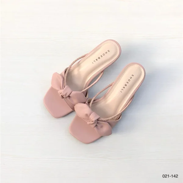 Elara Bow Strap Heels in Pink