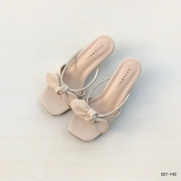 Elara Bow Strap Heels in Cream