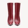 Cherry Red Classic Square-Toe Heeled Boots