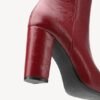 Cherry Red Classic Square-Toe Heeled Boots