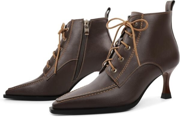 Women’s Brown Lace-Up Stiletto Booties