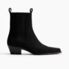 Square Toe Black Ankle Boots