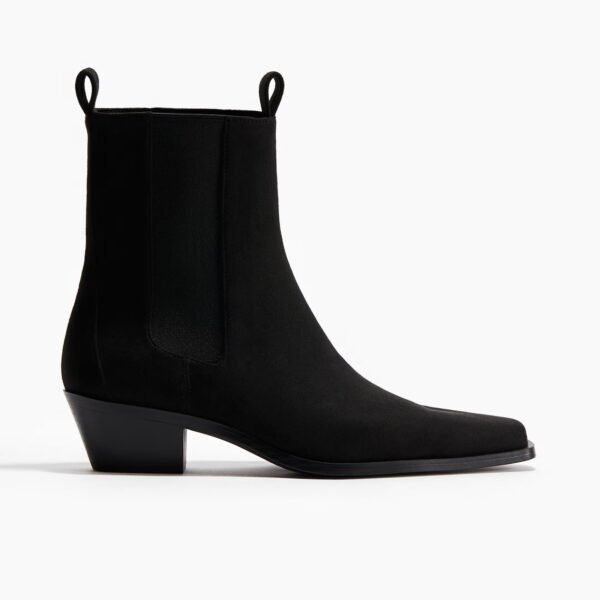 Square Toe Black Ankle Boots