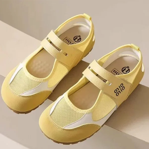 White Mesh Velcro Mary Janes