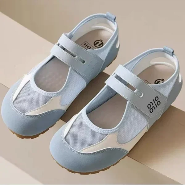 White Mesh Velcro Mary Janes