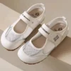 White Mesh Velcro Mary Janes