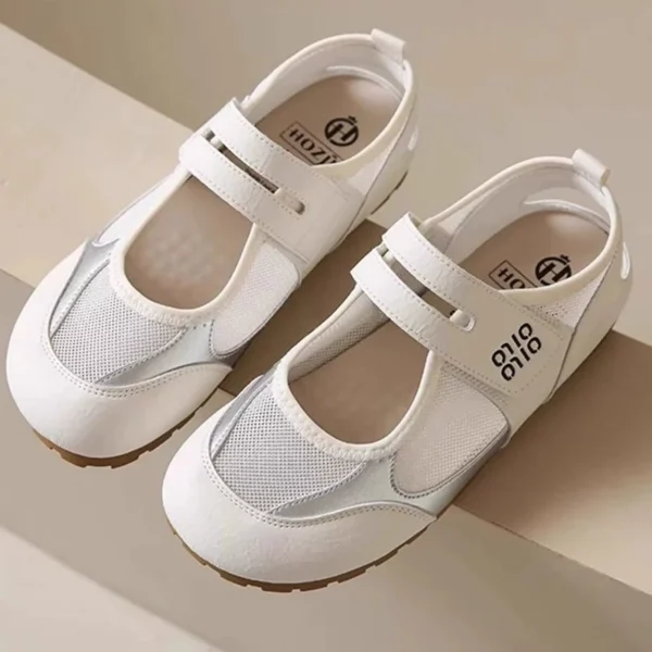 White Mesh Velcro Mary Janes